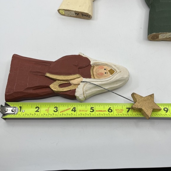 Carved Wood Nativity Folk Art‎ Hand Painted Signed Derek Adams Jesus Mary Joseph - Picture 11 of 12